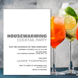 Stijlvolle minimalistische housewarming cocktailpa kaart