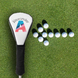 Stijlvolle minimalistische koraalblauwe letter A w Golfheadcover
