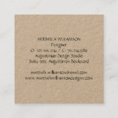 Stijlvolle, minimalistische Kraft MONOGRAM Vierkante Visitekaartje (Achterkant)