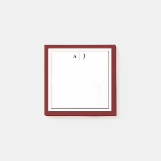 Stijlvolle minimalistische Maroon Red Two Border M Post-it® Notes (Voorkant)