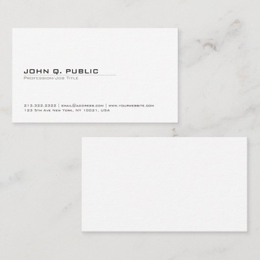 Stijlvolle minimalistische moderne slimme platte m visitekaartje (Voorkant / Achterkant)