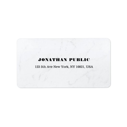 Stijlvolle minimalistische moderne witte marmeren etiket (Voorkant)