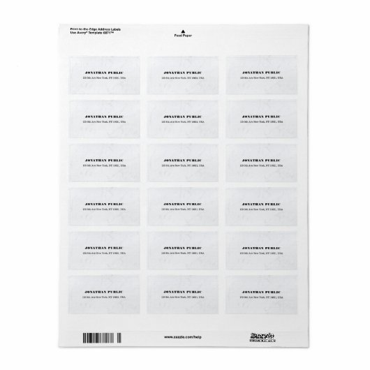 Stijlvolle minimalistische moderne witte marmeren  etiket (Full Sheet)