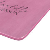 Stijlvolle minimalistische monogram naam roze snijplank (Hoek)