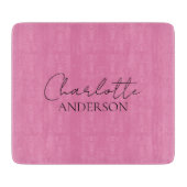 Stijlvolle minimalistische monogram naam roze snijplank (Voorkant)