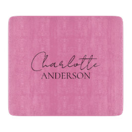 Stijlvolle minimalistische monogram naam roze snijplank