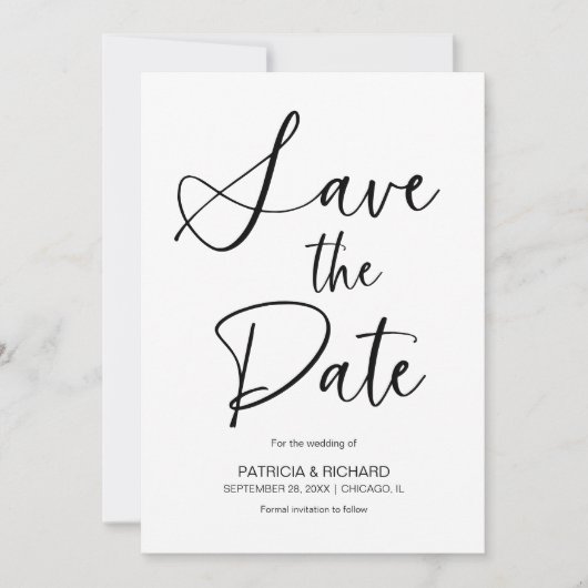 Stijlvolle minimalistische niet foto bruiloft opsl kaart (Voorkant)