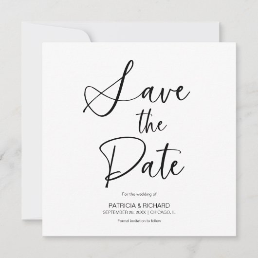 Stijlvolle minimalistische niet foto bruiloft opsl kaart (Voorkant)