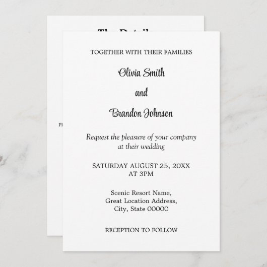 Stijlvolle minimalistische QR Code RSVP bruiloft u Kaart (Voorkant / Achterkant)