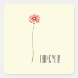Stijlvolle minimalistische rode Gerbera Flower Sti Vierkante Sticker