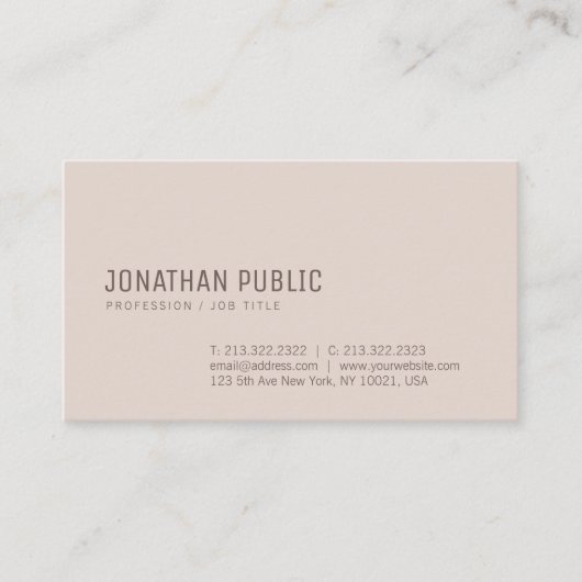 Stijlvolle, minimalistische Sjabloon elegante kleu Visitekaartje (Voorkant)