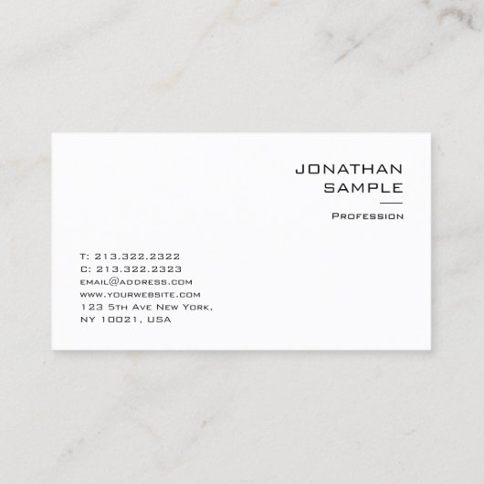 Stijlvolle minimalistische Sjabloon Promotional Visitekaartje (Achterkant)