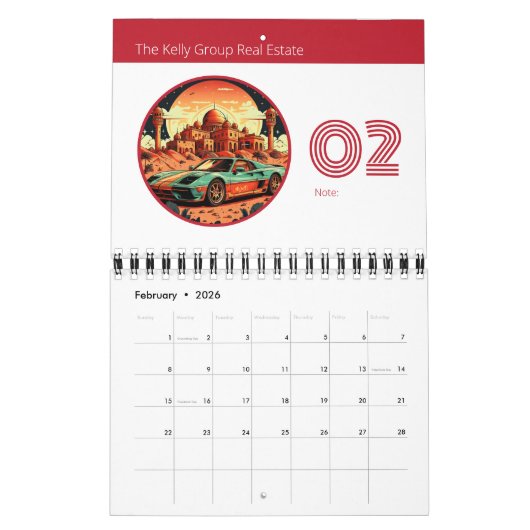 Stijlvolle minimalistische wandkalender voor het b kalender (Feb 2026)