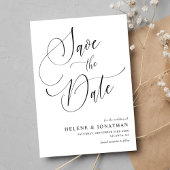 Stijlvolle minimalistische zwart wit elegante brui save the date