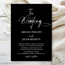 Stijlvolle Minimalistische Zwarte Bruiloft Kaart