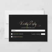 Stijlvolle minimalistische zwarte bruiloft RSVP kaartje (Voorkant)