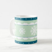 Stijlvolle Mint Blauwgroen Blauw Wit Kerstpatroon Koffiemok (Voorkant links)