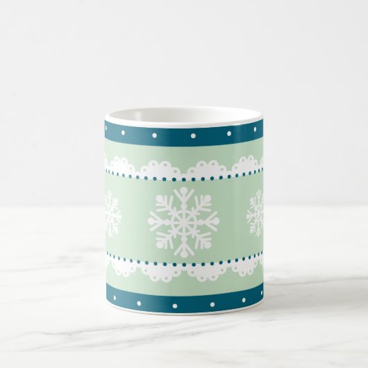Stijlvolle Mint Blauwgroen Blauw Wit Kerstpatroon Koffiemok (Center)