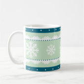 Stijlvolle Mint Blauwgroen Blauw Wit Kerstpatroon Koffiemok (Links)