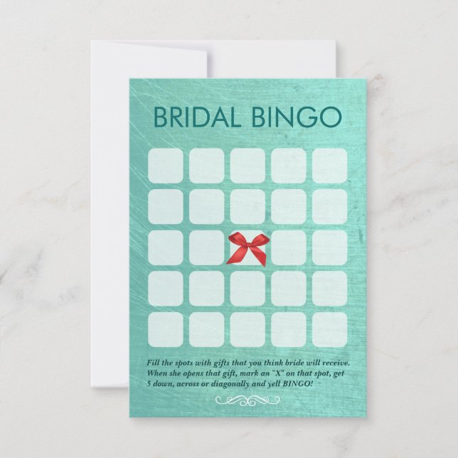 Stijlvolle Mint Green 5x5 Bridal Bingo Kaarten (Voorkant)