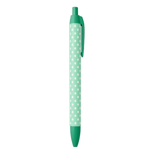 Stijlvolle mintgroene witte gestippelde klassieke blauwe inkt pen (Achterkant (Verticaal))