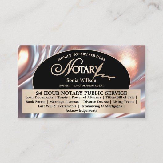 Stijlvolle mobiele notaris en lening ondertekening visitekaartje (Voorkant)