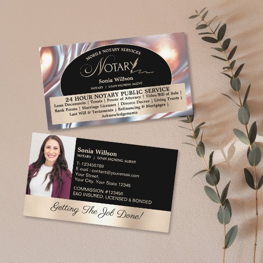 Stijlvolle mobiele notaris en lening ondertekening visitekaartje