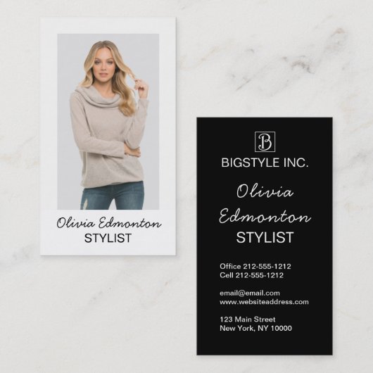 Stijlvolle Mode Aangepaste Sjabloon van de Foto Aa Visitekaartje (Voorkant / Achterkant)