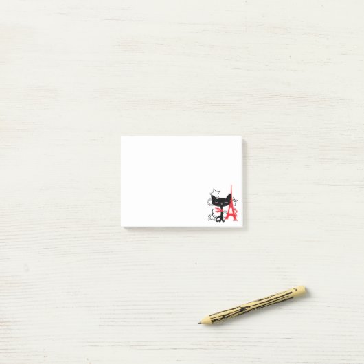 Stijlvolle mode Cat silhouette in Frankrijk Post-it® Notes (Op bureau)