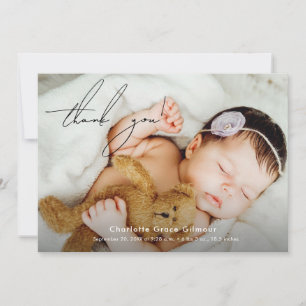 Stijlvolle Modern Baby Meisje foto Baby shower Bedankkaart