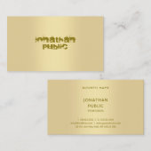 Stijlvolle Modern Faux Gold Elegant Top Sjabloon Visitekaartje (Voorkant / Achterkant)