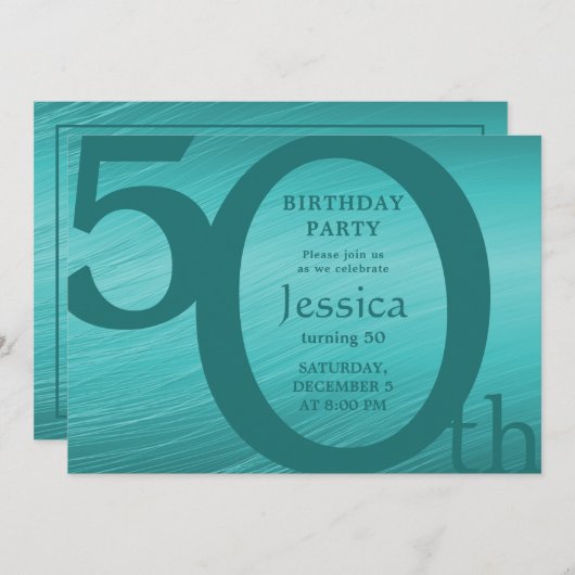 Stijlvolle Modern Gold en Blauwgroen Verjaardagsui Kaart (Voorkant / Achterkant)