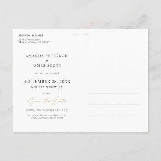 Stijlvolle Modern Gold Script Foto Sla de datum op Aankondigingskaart (Achterkant)