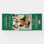 Stijlvolle Modern Green 4 Photo Collage Afstuderen Spandoek (Horizontaal)