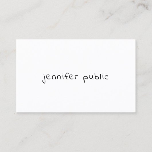 Stijlvolle Modern Hand Script Tekst Eenvoudige Sja Visitekaartje (Voorkant)