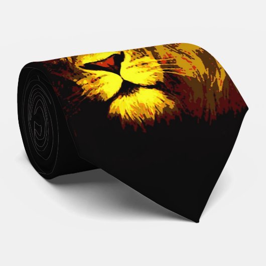 Stijlvolle Modern Lion Pop Art Stropdas (Opgerold)