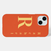 Stijlvolle Modern Monogram Naam Burnt Sinaasappel Case-Mate iPhone Case (Achterkant (horizontaal))