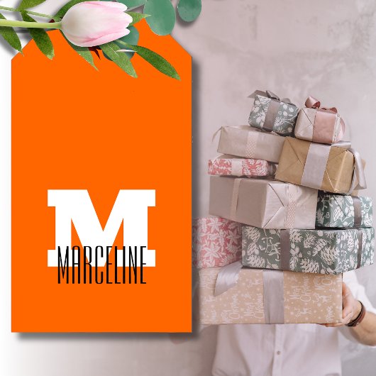 Stijlvolle Modern Name Initiaal | Neon Sunset Sina Cadeaulabel