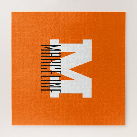 Stijlvolle Modern Name Initiaal | Neon Sunset Sina Legpuzzel (Horizontaal)