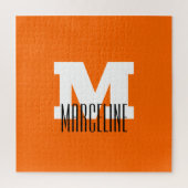 Stijlvolle Modern Name Initiaal | Neon Sunset Sina Legpuzzel (Verticaal)