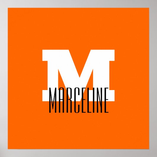 Stijlvolle Modern Name Initiaal | Neon Sunset Sina Poster (Voorkant)