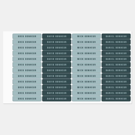 Stijlvolle modern ogende naam | Blauw Grijs IJzer- Labels (Vel)