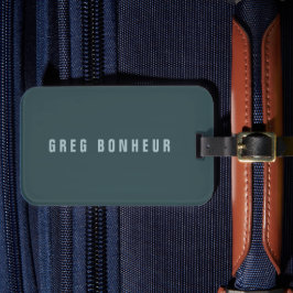 Stijlvolle modern ogende naam | Blauwgrijs Bagagelabel