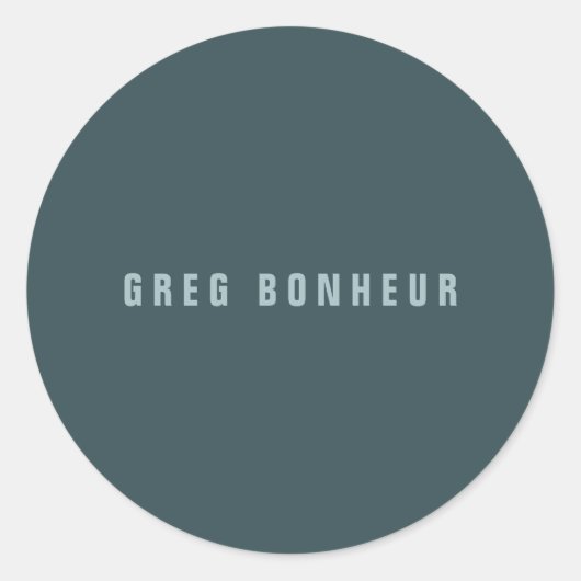 Stijlvolle modern ogende naam | Blauwgrijs Ronde Sticker (Voorkant)