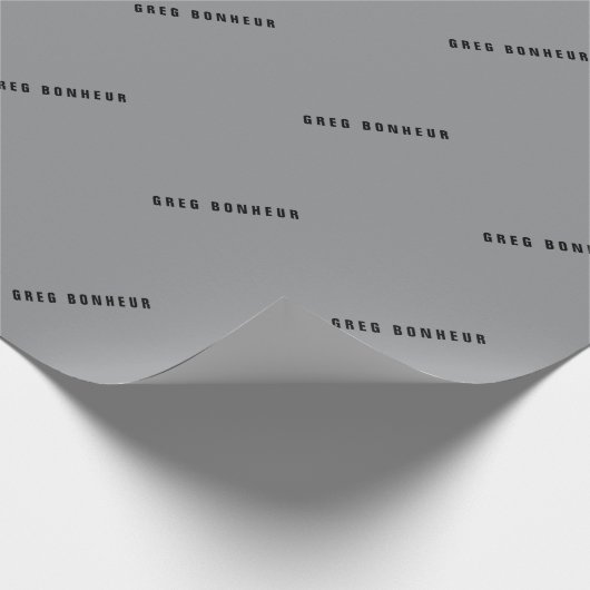 Stijlvolle modern ogende naam | Grijs en zwart Cadeaupapier (Hoek)