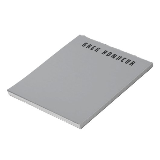 Stijlvolle modern ogende naam | Grijs en zwart Notitieblok (Linkerzijde)