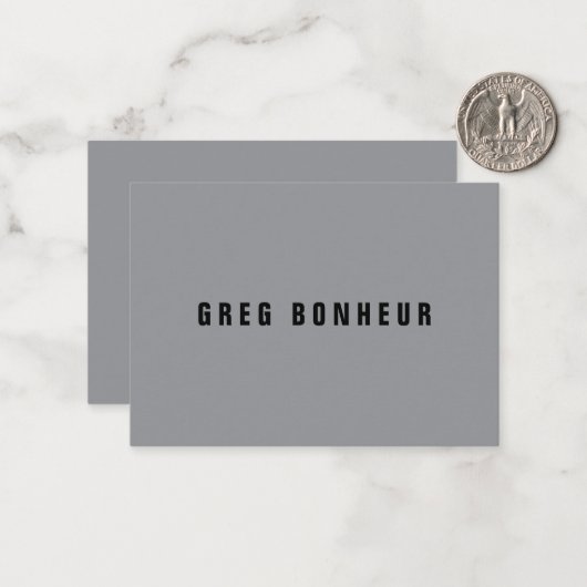 Stijlvolle modern ogende naam | Grijs en zwart Notitiekaartje (Voorkant / Achterkant in situ)