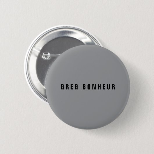 Stijlvolle modern ogende naam | Grijs en zwart Ronde Button 5,7 Cm (Voorkant /achterkant)