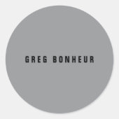 Stijlvolle modern ogende naam | Grijs en zwart Ronde Sticker (Voorkant)