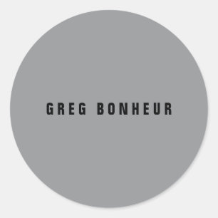 Stijlvolle modern ogende naam   Grijs en zwart Ronde Sticker